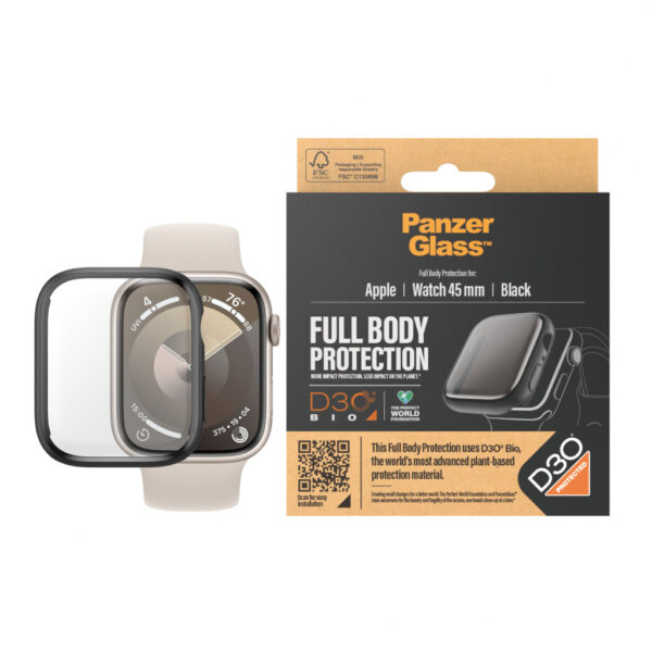 PanzerGlass ® Full Body Black w. D3O® Apple Watch Series 9 | 45mm Doorzichtige schermbeschermer 1 stuk(s) - Afbeelding 2