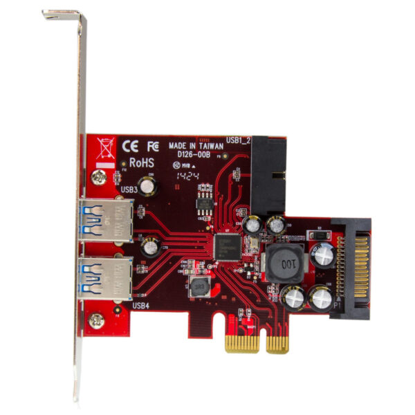 StarTech.com 4-poorts PCI Express USB 3.0 kaart 2 extern, 2 intern SATA-voeding - Afbeelding 2