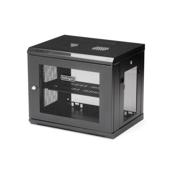 StarTech.com 2 Post 9U Wandmonteerbare Netwerkkast met 1U Schap, 19" Patchkast voor Data/AV/Electronica/Computer Apparatuur, Com