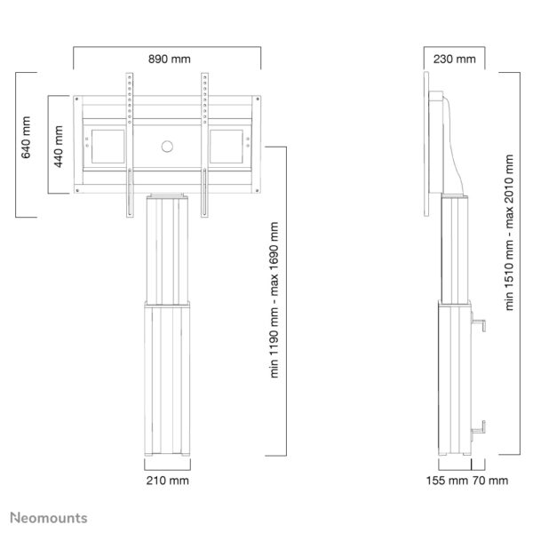 Neomounts PLASMA-W2500BLACK TV vloerstandaard 42-100" - wand - gemotoriseerd - Afbeelding 7