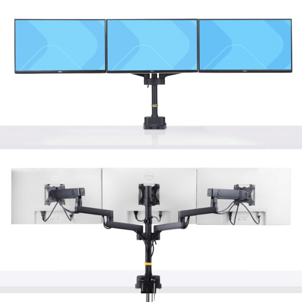 StarTech.com Triple Monitor Arm voor Bureau, Tot Drie 27inch Schermen, VESA 75x75/100x100, Instelling zonder Gereedschap, C-klem - Afbeelding 3
