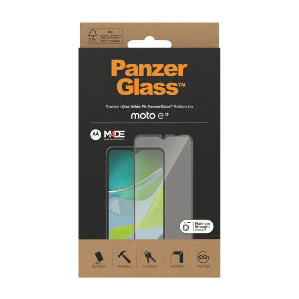 PanzerGlass ® Screen Protector Motorola moto e13 | Ultra-Wide Fit Doorzichtige schermbeschermer 1 stuk(s) - Afbeelding 3