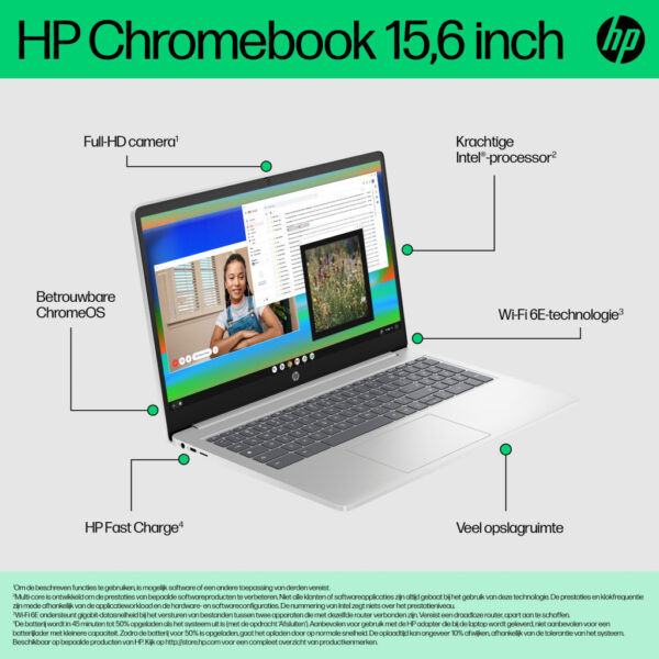 HP Chromebook 15a-nb0150nd Intel® N N100 39,6 cm (15.6") Full HD 8 GB LPDDR5-SDRAM 128 GB UFS Wi-Fi 6 (802.11ax) ChromeOS Zilver - Afbeelding 18