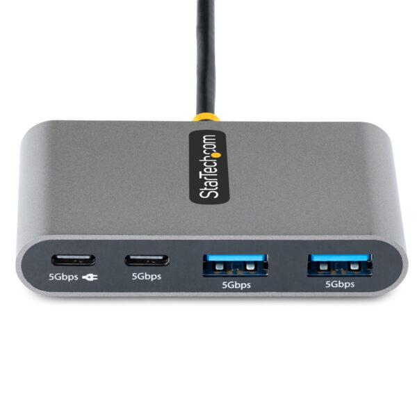 StarTech.com 4-Port USB-C Hub met 100W Power Delivery Pass-Through, 2x USB-A + 2x USB-C, 5Gbps, 30cm Kabel, Compacte Laptop/Desk - Afbeelding 3