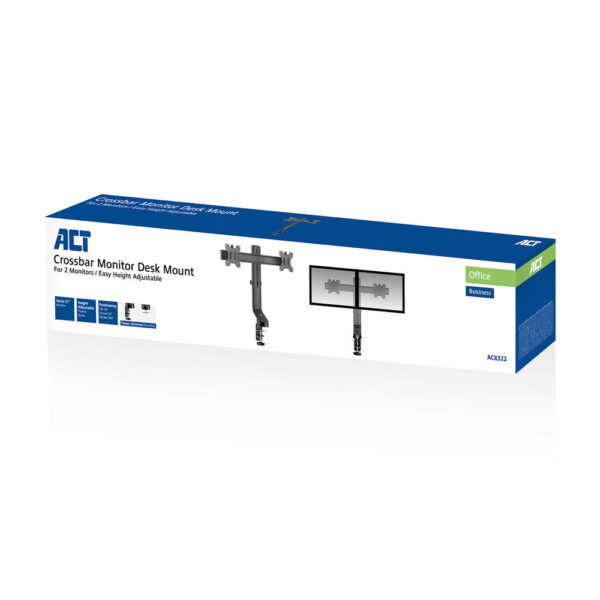 ACT Monitorarm 27" office, crossbar, 2 schermen, eenvoudig in hoogte verstelbaar - Afbeelding 5