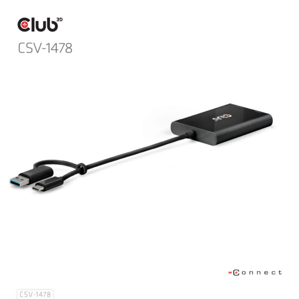 CLUB3D USB Type-C (with USB Type-A adapter) to dual DisplayPort™(4K60Hz) Video Splitter - Afbeelding 5