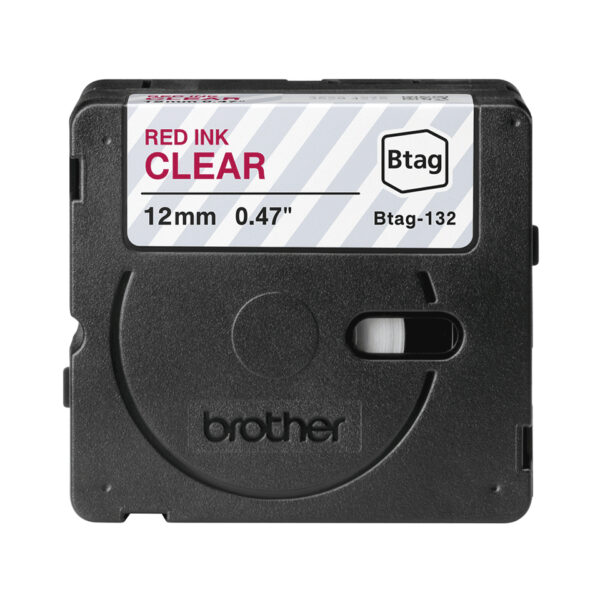 Brother BTAG-132 labelprinter-tape Rood op transparant - Afbeelding 2