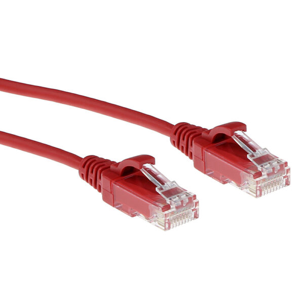 ACT Rode 0.5 meter LSZH U/UTP CAT6 datacenter slimline patchkabel snagless met RJ45 connectoren