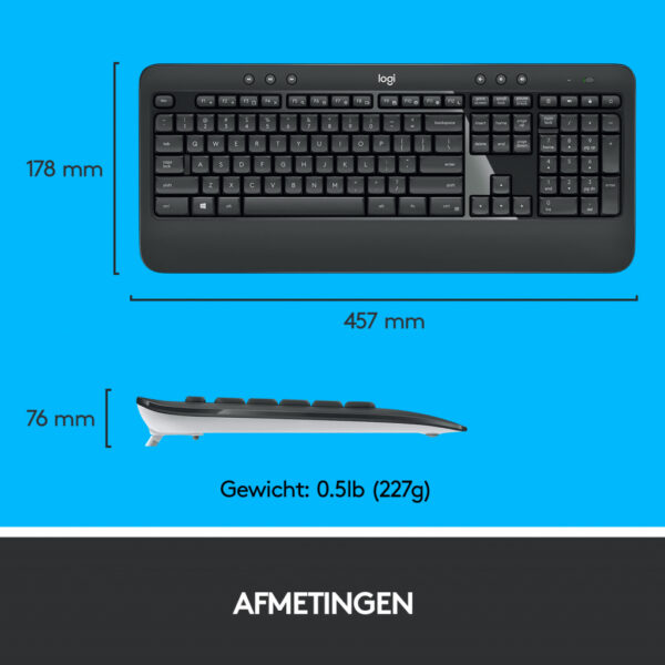 Logitech 920-008685 toetsenbord Inclusief muis Universeel USB QWERTY US International Zwart, Wit - Afbeelding 9