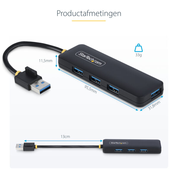 StarTech.com 4-Port USB-A Hub, 5Gbps, Bus Powered, Compacte Travel Mini USB Hub, Multi-Port USB 3.0 Splitter, Draagbare USB Hub, - Afbeelding 16
