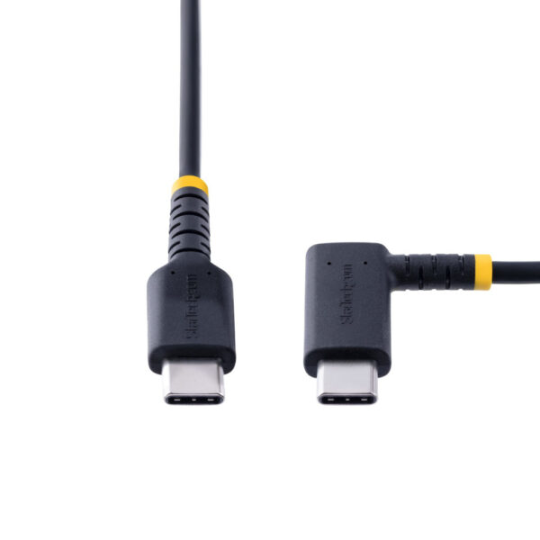 StarTech.com 1m USB-C Oplaadkabel, Haakse USB-C Kabel, 60W PD 3A, Robuuste Fast Charge USB-C Kabel, USB 2.0 Type-C, USB Laadkabe - Afbeelding 3