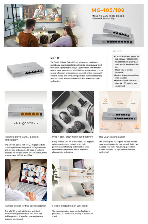Zyxel MG-105 Unmanaged 2.5G Ethernet (100/1000/2500) Staal - Afbeelding 10