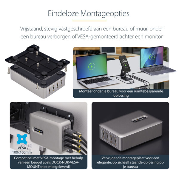 StarTech.com 4-Port Multi-Device USB-C Oplader, Totaal 240W, Single Port 140W EPR, PD 3.1, Poorten met Schroefvergrendeling, Id - Afbeelding 14