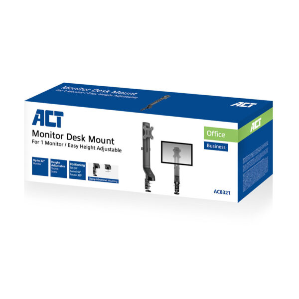 ACT Monitorarm 32" office, 1 scherm, eenvoudig in hoogte verstelbaar - Afbeelding 5