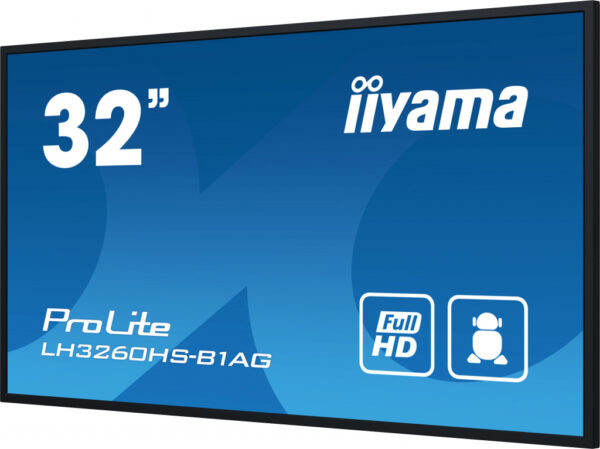 iiyama LH3260HS-B1AG beeldkrant Digitaal A-kaart 80 cm (31.5") LED Wifi 500 cd/m² Full HD Zwart Type processor Android 11 24/7 - Afbeelding 2