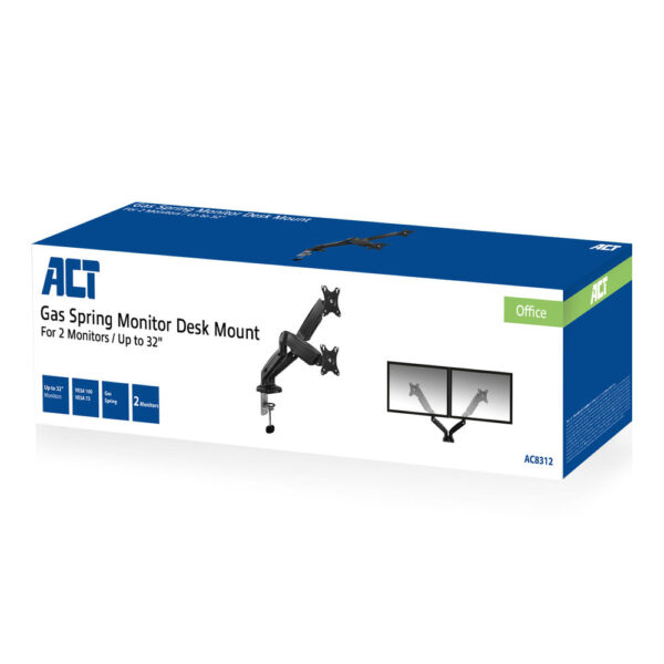 ACT Monitorarm 32" office met gasveer, 2 schermen - Afbeelding 2