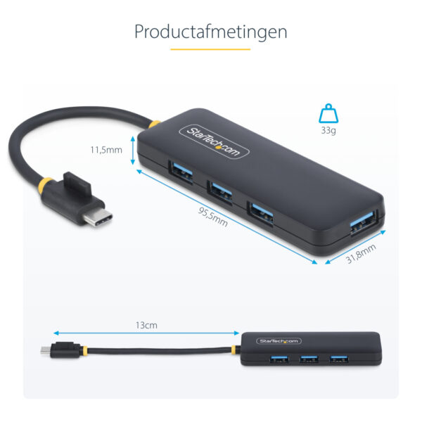 StarTech.com 4-Port USB-C Hub, 5Gbps, USB-C naar 4x USB-A, Bus Powered, Compacte Travel Mini USB Hub, Multi-Port USB 3.0 Splitte - Afbeelding 16