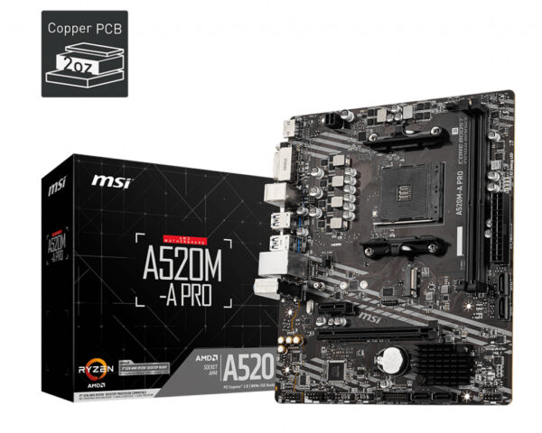 MSI A520M-A PRO moederbord AMD A520 Socket AM4 micro ATX - Afbeelding 2