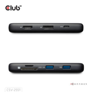 CLUB3D 8-1 Portable Dock USB Type-C® 10Gbps to HDMI™ and DisplayPort™ 8K30Hz PD Max.100Watt