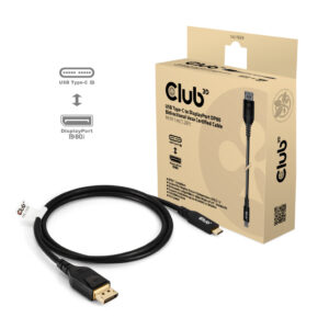 CLUB3D USB Type-C Cable to DP 2.1 Bi-Directional VESA DP80 Certified Cable M/M 1m/3.28ft