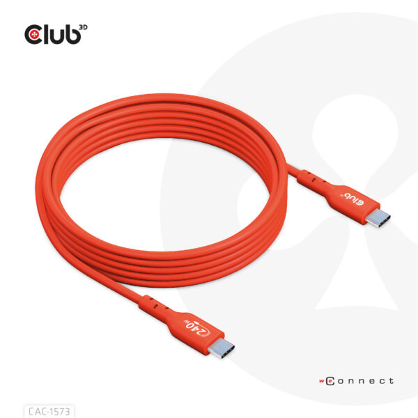 CLUB3D USB2 Type-C Bi-Directional Cable, Data 480Mb,PD 240W(48V/5A) EPR M/M 2m USB IF GECERTIFICEERD - Afbeelding 2