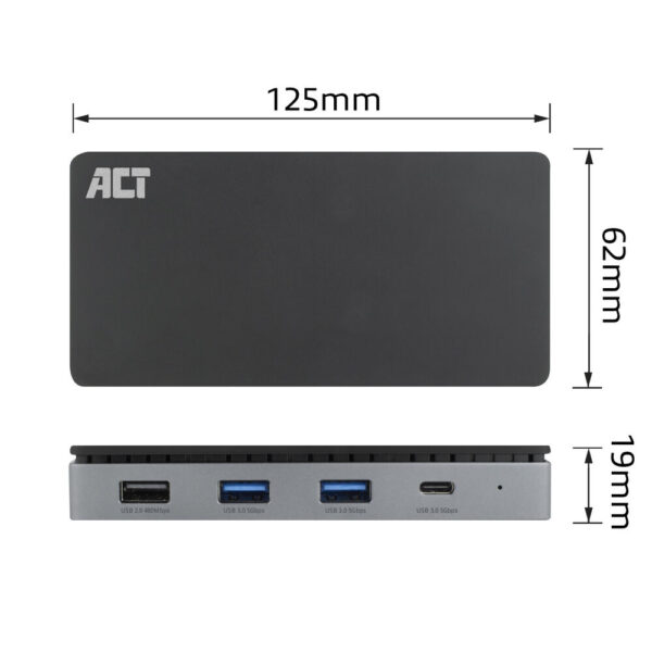 ACT USB-C 4K MST dockingstation voor 2 HDMI-monitoren, Ethernet, USB-C, 3x USB-A, PD passthrough en 1 meter lange afneembare USB - Afbeelding 8