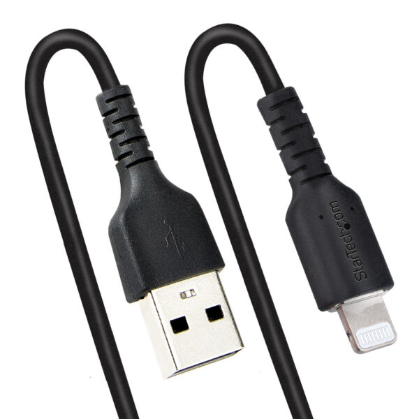 StarTech.com 50cm USB A naar Lightning Kabel, Zwart, MFi Gecertificeerd, iPhone Lader Spiraalkabel, Duurzame Aramidevezels, Rob - Afbeelding 5