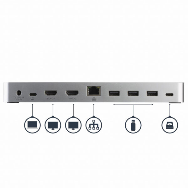 StarTech.com Dual-Monitor USB-C docking station, 60W Power Delivery voor Windows Laptops, USB Type-C naar HDMI / DVI Dock, USB - Afbeelding 5
