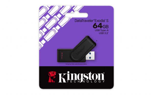 Kingston Technology DataTraveler 64GB Portable USB 3.2 Gen 1 Exodia S (Black/Black) - Afbeelding 3