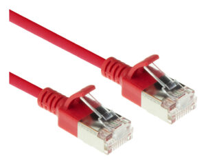 ACT Rode 2 meter LSZH U/FTP CAT6A datacenter slimline patchkabel snagless met RJ45 connectoren