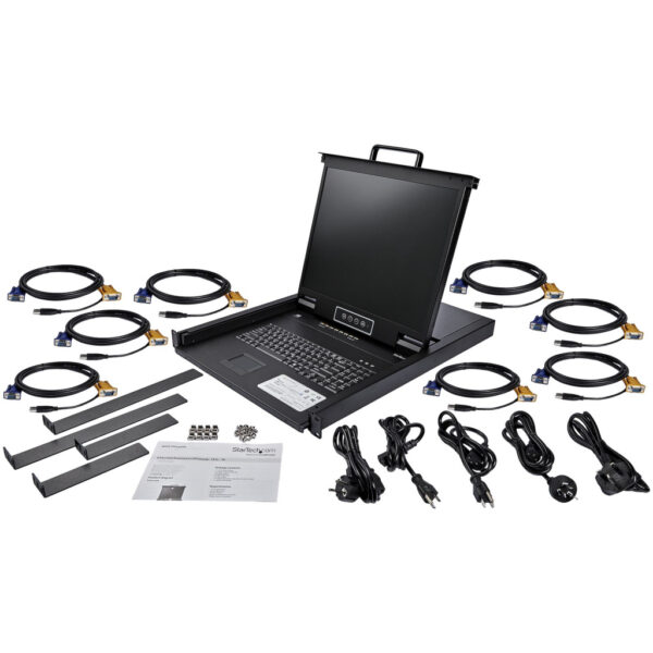 StarTech.com 8 port KVM Rack Console met 1,8m Lange Kabels, Geïntegreerde KVM Switch met 19" LCD Scherm, Universele 1U LCD KVM C - Afbeelding 6