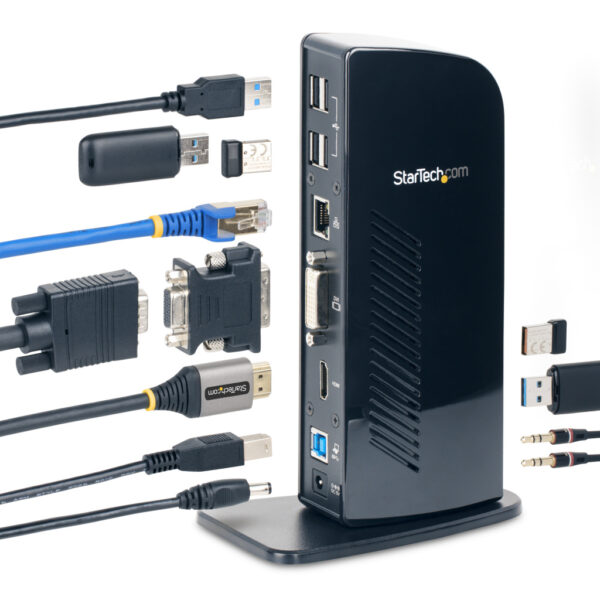 StarTech.com Dual Monitor USB 3.0 Laptop Docking Station met HDMI & DVI/VGA, 6x USB-A Hub, GbE, Audio, Universeel Type-A Dock, W - Afbeelding 6