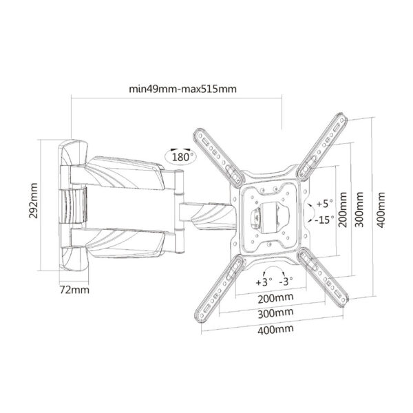 ACT Full motion TV en monitor wandsteun, 23" tot 55", VESA - Afbeelding 9