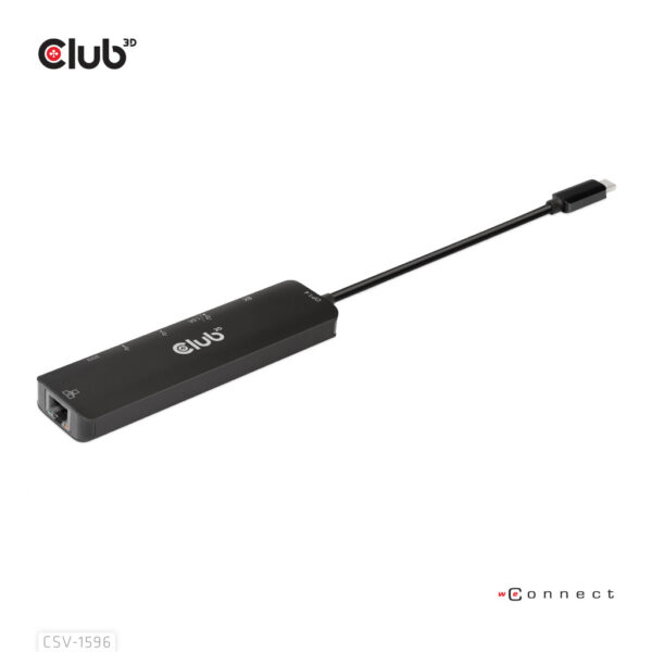 CLUB3D USB Gen1 Type-C, 6-in-1 Hub with HDMI 8K30Hz, 2xUSB Type-A, RJ45 and 2xUSB Type-C, Data and PD charging 100 watt - Afbeelding 4