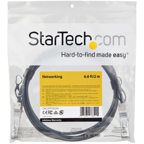 StarTech.com Dell EMC DAC-SFP-10G-2M compatibel - SFP+ Direct Attach kabel - Twinax - SFP+ koper kabel DAC passief 10 Gbps - Afbeelding 2