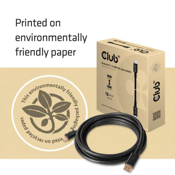 CLUB3D DisplayPort 1.4 HBR3 8K Kabel M/M 4meter - Afbeelding 6