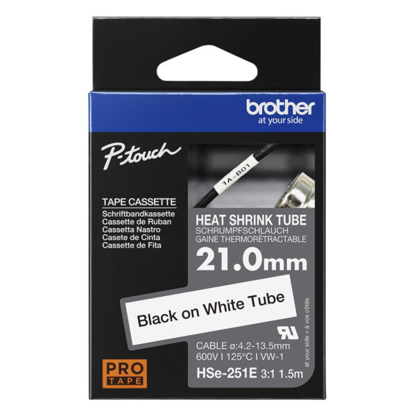 Brother HSE-251E labelprinter-tape Zwart op wit - Afbeelding 2