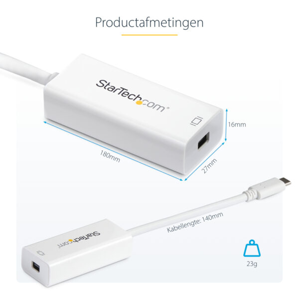 StarTech.com USB-C naar Mini DisplayPort Adapter - 4K 60Hz - Wit - USB 3.1 Type-C naar Mini DP Adapter - Verbeterde versie is CD - Afbeelding 13