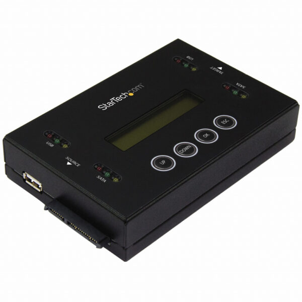 StarTech.com 1:1 Standalone Hard Drive Cloner & Wisser, USB Thumb Drive en SATA HDD/SSD Disk Kloner & Disk Eraser, LCD display,