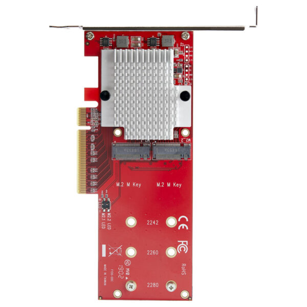 StarTech.com Dual M.2 PCIe SSD Adapter Kaart, x8 / x16 Dual NVMe of AHCI M.2 SSD naar PCI Express 3.0, M.2 NGFF PCIe (M-Key) Co - Afbeelding 5