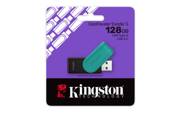 Kingston Technology DataTraveler 128GB Portable USB 3.2 Gen 1 Exodia S (Black/Turquoise) - Afbeelding 3