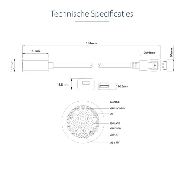 StarTech.com 15cm DisplayPort naar Mini DisplayPort Kabel - 4K x 2K UHD Video - DisplayPort Male naar Mini DisplayPort Female A - Afbeelding 7