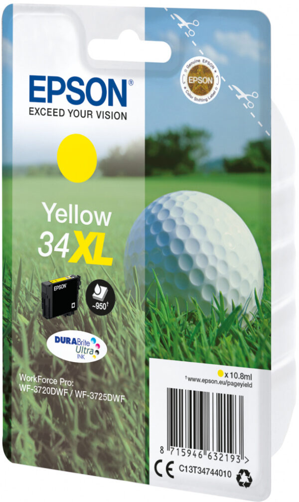 Epson Golf ball Singlepack Yellow 34XL DURABrite Ultra Ink - Afbeelding 2