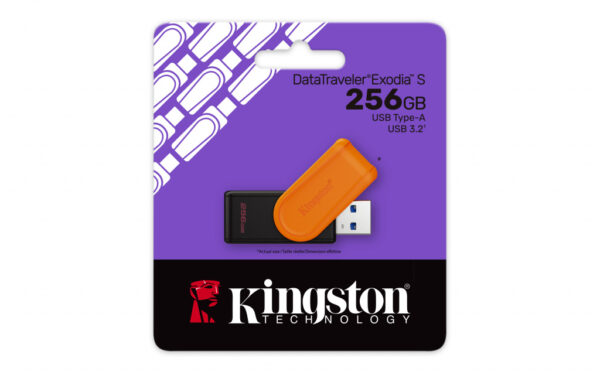 Kingston Technology DataTraveler 256GB Portable USB 3.2 Gen 1 Exodia S (Black/Orange) - Afbeelding 3