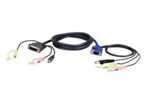 ATEN 2L-7DX2U video kabel adapter 1,8 m VGA (D-Sub) + 3.5mm + USB Type-A DVI-I + 3.5mm + USB Type-B Zwart, Groen, Roze