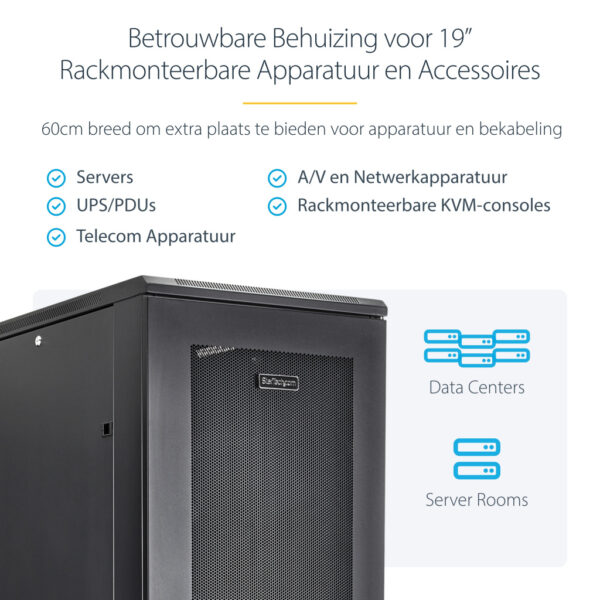 StarTech.com 4 Post 42U Netwerkkast, 19" Patchkast voor Computer/AV/IT Apparatuur, Data Rack met Wielen, Full Size Industriële - Afbeelding 10