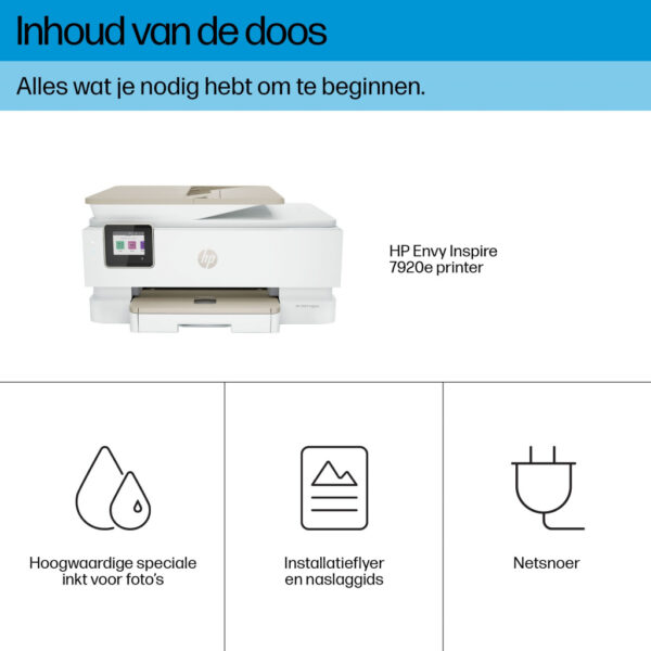 HP ENVY Inspire 7920e Draadloos All-in-One Kleur Printer, Instant Ink; Kopieerapparaat, scanner - Afbeelding 15
