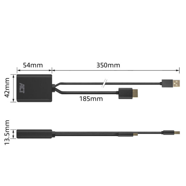 ACT AC7536 video kabel adapter 0,24 m HDMI + USB DisplayPort Zwart - Afbeelding 2