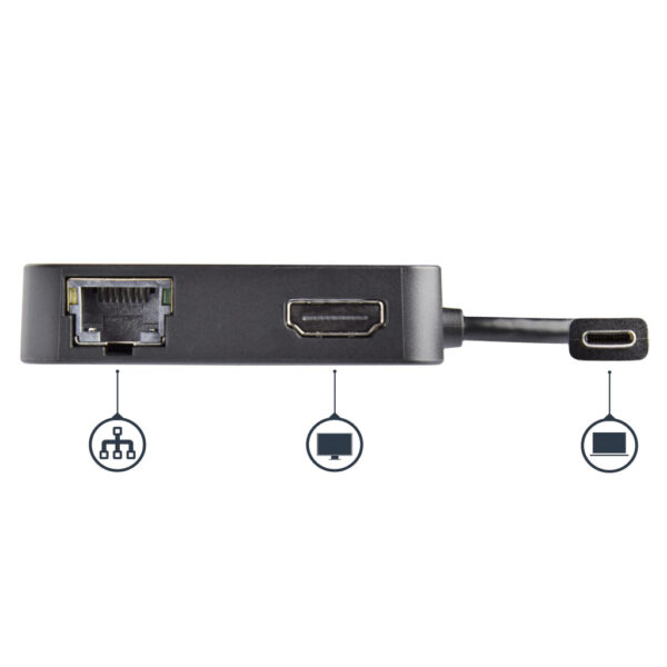 StarTech.com USB C Multiport Adapter, USB-C Travel Dock met 4K HDMI Video, Gigabit Ethernet, USB 3.0 Hub (1x USB-A 1x USB-C), US - Afbeelding 4
