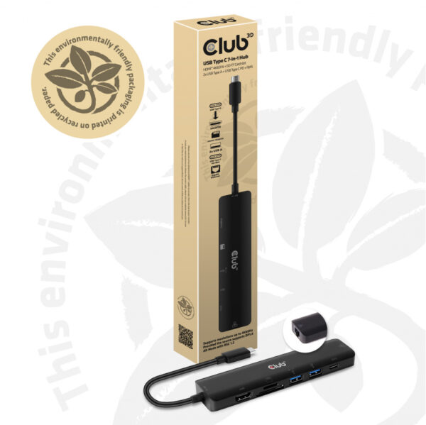 CLUB3D USB type C 7in1 Hub HDMI 4K60Hz SD TF Card slot 2x USB Type A USB Type C oplaad mogelijkheid tot max.100W (ook geschikt v - Afbeelding 6